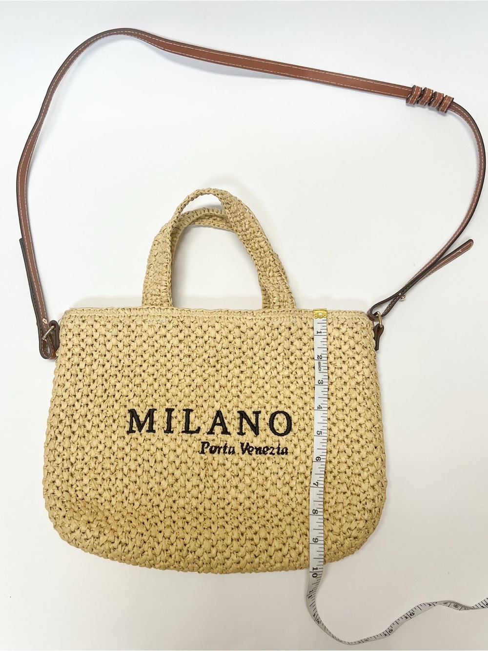 H&M Beige Woven Milano Crossbody Bag with Brown Strap - Picture 4 of 9